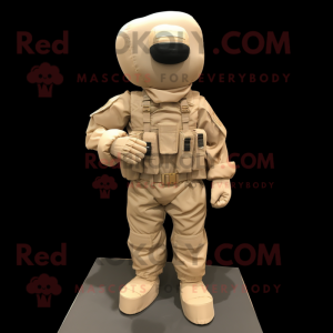 Beige Para Commando maskot...