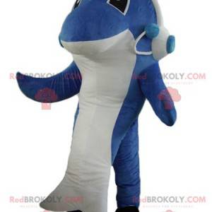 Blue and white shark dolphin mascot - Redbrokoly.com