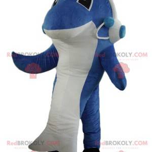 Blå og hvit hai delfin maskot - Redbrokoly.com