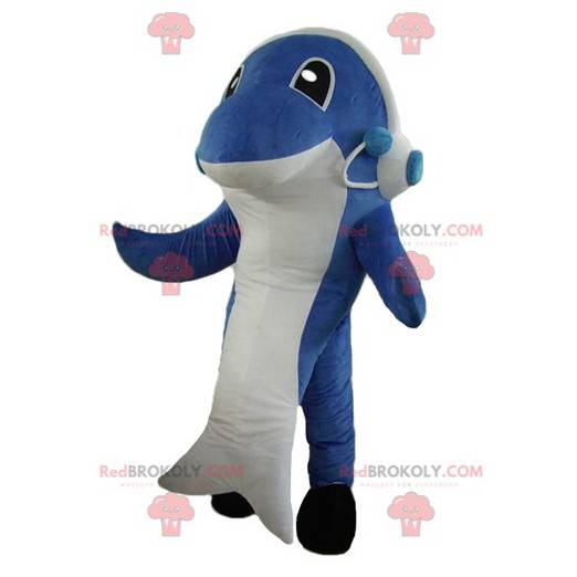 Blue and white shark dolphin mascot - Redbrokoly.com