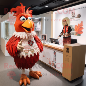 nan Roosters mascot costume character dressed with a Pencil Skirt and Watches