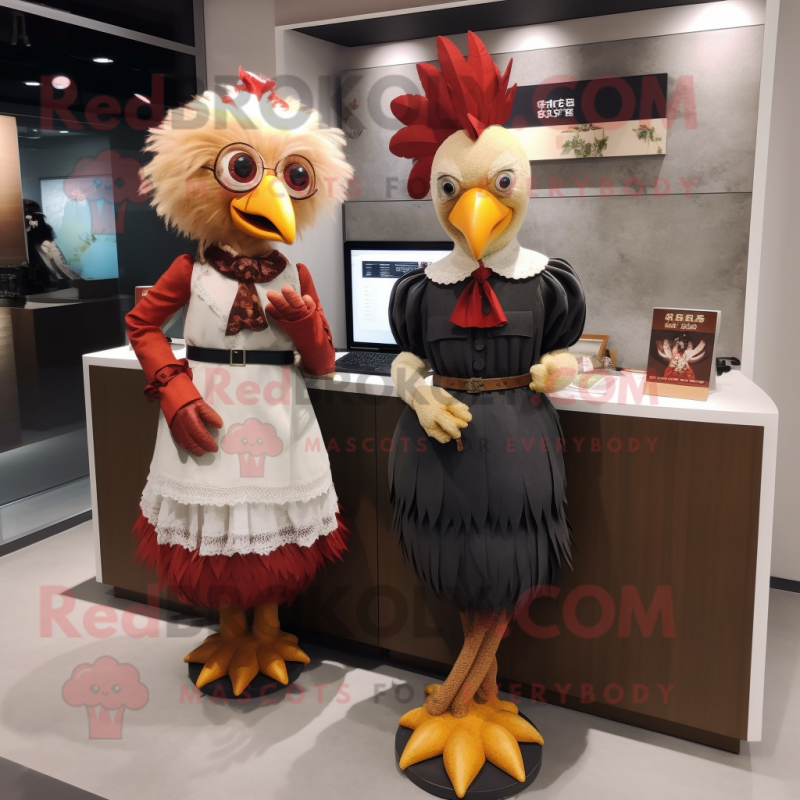 nan Roosters mascot costume character dressed with a Pencil Skirt and Watches nan Roosters mascot costume character dressed with a Pencil Skirt and Watches
