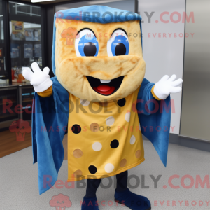 Maskot karakter af en blå...