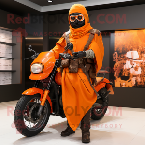 Orange Civil War Soldier mascot costume character dressed with a Moto Jacket and Shawls