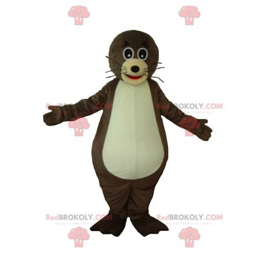 Zeer leuke en grappige bruine en beige ottermascotte -