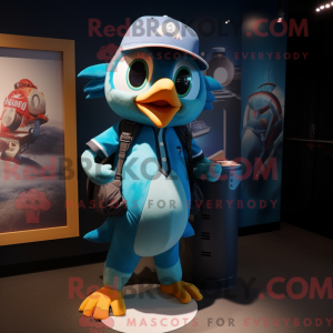 Mascot character of a Cyan...