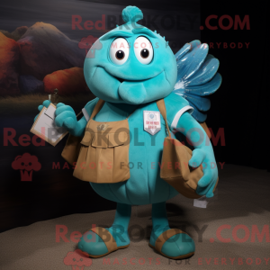 Mascot character of a Teal...