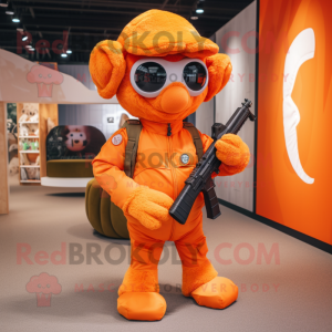 Orange Sniper mascot costume character dressed with a Playsuit and Handbags