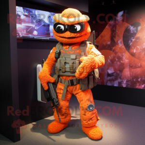 Orange Sniper mascot costume character dressed with a Playsuit and Handbags