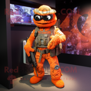 Orange Sniper maskot kostym...