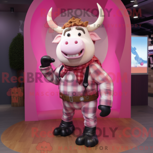 Maskottchenfigur eines rosa...