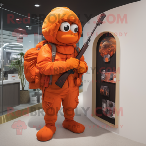 Orange Sniper mascot costume character dressed with a Playsuit and Handbags