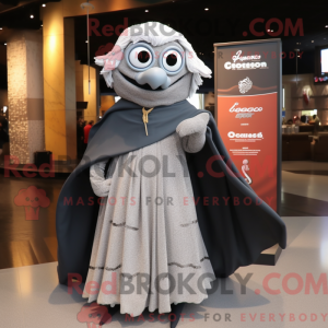 Maskot karakter af en grå...