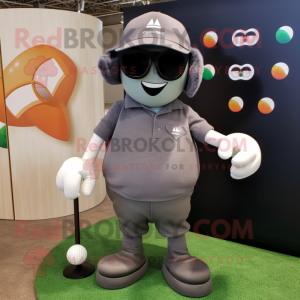 Gray Grenade mascot costume character dressed with a Polo Tee and Sunglasses