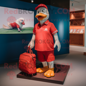 Röd Muscovy Duck maskot...