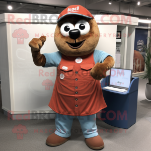 Rust Seal mascot costume character dressed with a Mom Jeans and Cufflinks