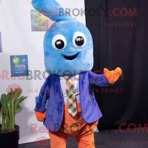 Maskot postava modré mrkve...