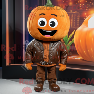 Maskot postava hnědé dýně...