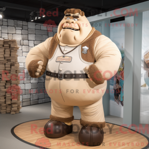 Maskotkarakter af en beige...