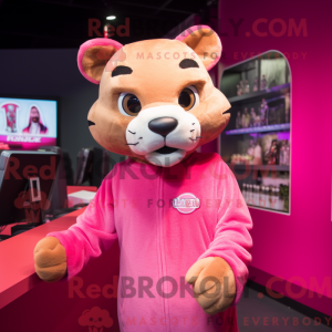 Maskottchenfigur eines rosa...