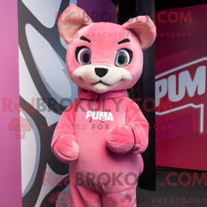 Maskottchenfigur eines rosa...
