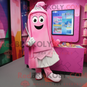 Maskotkarakter af en Pink...
