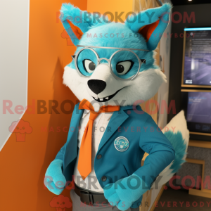 Maskotkarakter av en Cyan...