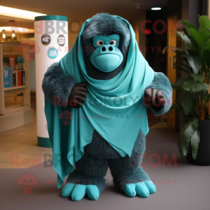 Blågrøn Gorilla maskot...