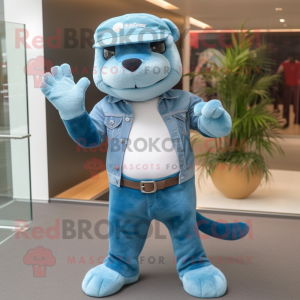 Sky Blue Otter mascotte...