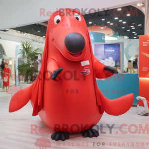 Mascottefiguur van een rode...