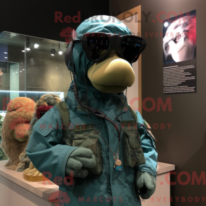 Maskotfigur af en Teal...