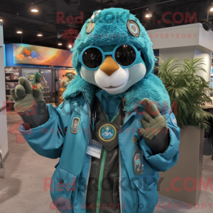 Maskotfigur z Teal Marine...