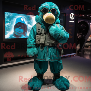 Maskotfigur z Teal Marine...