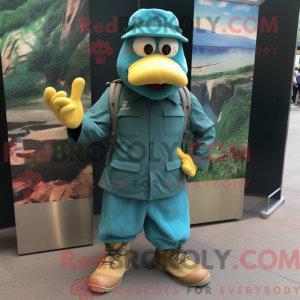 Mascot character of a Teal...