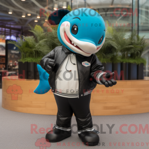 Maskot karakter af en cyan...