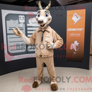 Mascot character of a Beige...