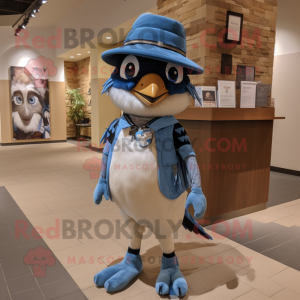 Tan Blue Jay mascot costume character dressed with a Romper and Ties