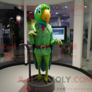 Maskot karakter af en grøn...
