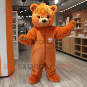 Oranje teddybeer mascotte...