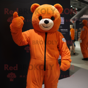 Orange Bamse maskot kostume...