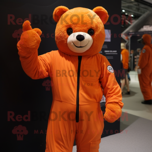 Oranje teddybeer mascotte...