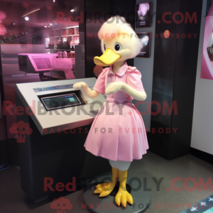 Mascottefiguur van een roze...