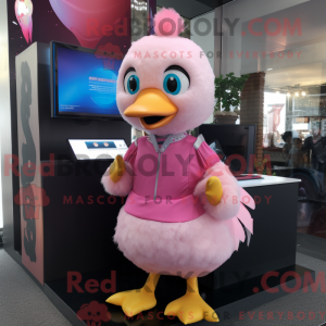 Mascottefiguur van een roze...