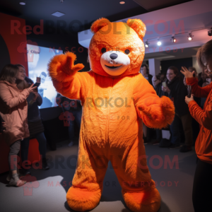 Orange Bamse maskot kostume...