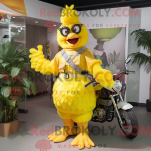 Maskot karakter af en gul...