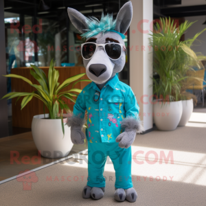 Turquoise Donkey mascotte...