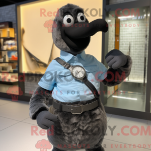 Maskot karaktär av en svart...