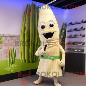 Maskotkarakter av en beige...