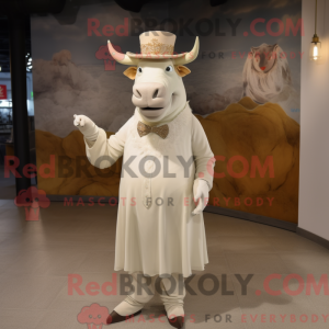 Maskotkarakter av en beige...