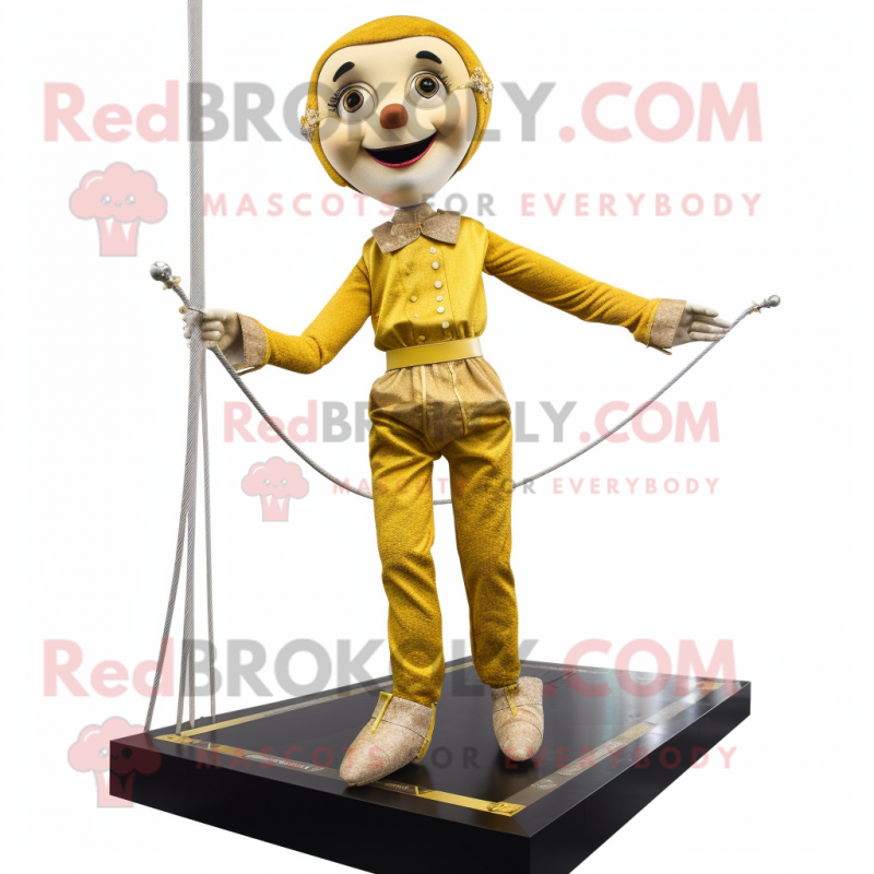 Gold Tightrope Walker mascot costume character dressed with a Blouse and Bracelets